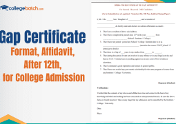Gap Certificate Format, Affidavit, After 12th, for College Admission