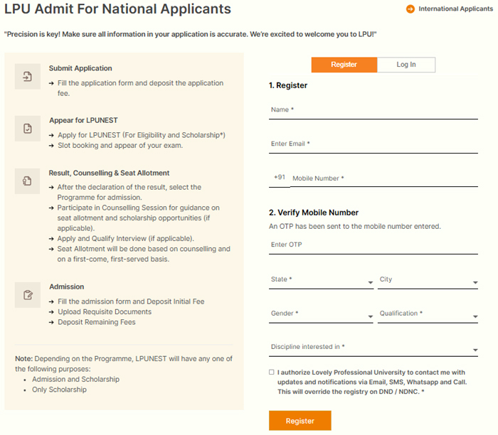 LPUNEST Registration Form
