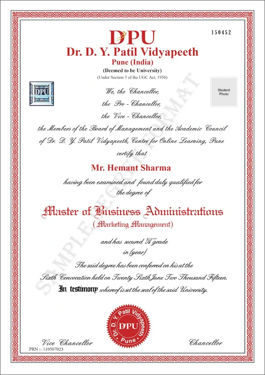 DY Patil Online MBA Certificate