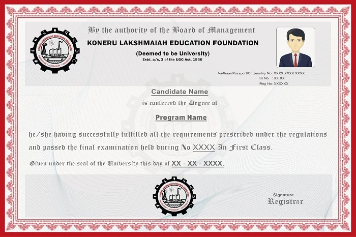 KLU Online Sample BBA Certificate