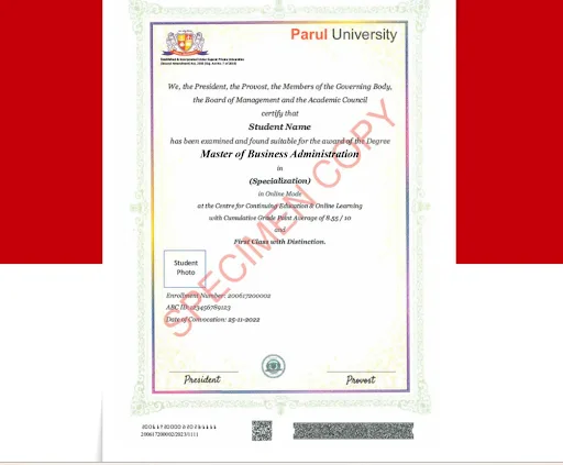 parul online bba sample certificate