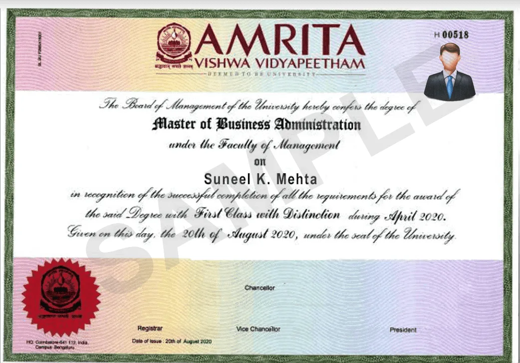 amrita-university-online-mba-certificate